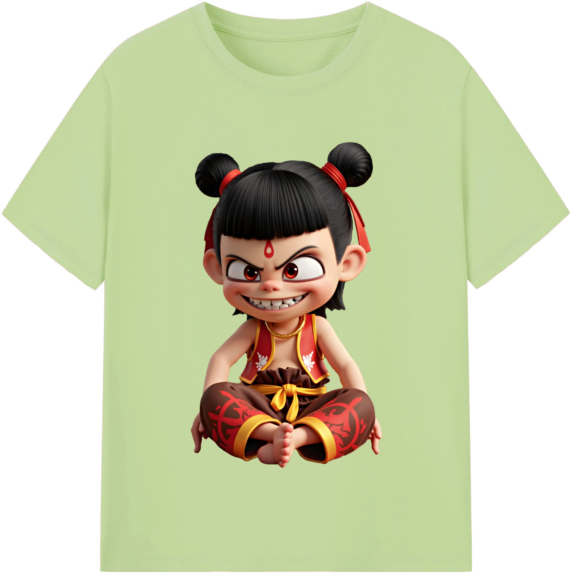 （画像用） Ne Zha 2 ナタ 魔童の大暴れ 綿100％半袖Tシャツ（フロントプリント）